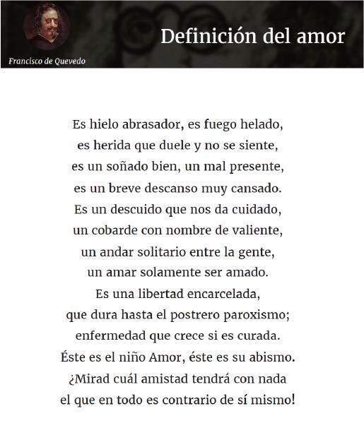 Francisco de Quevedo. Definición del amor.