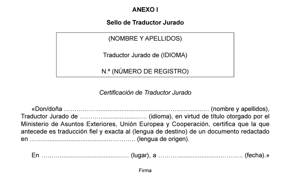 el sello de traductor jurado